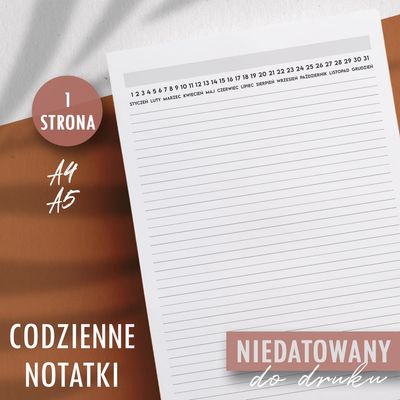PLANER codziennych notatek do druku