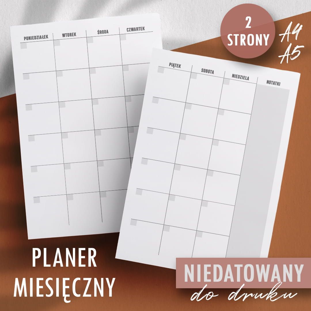 Planer miesięczny DO DRUKU Wzór 03