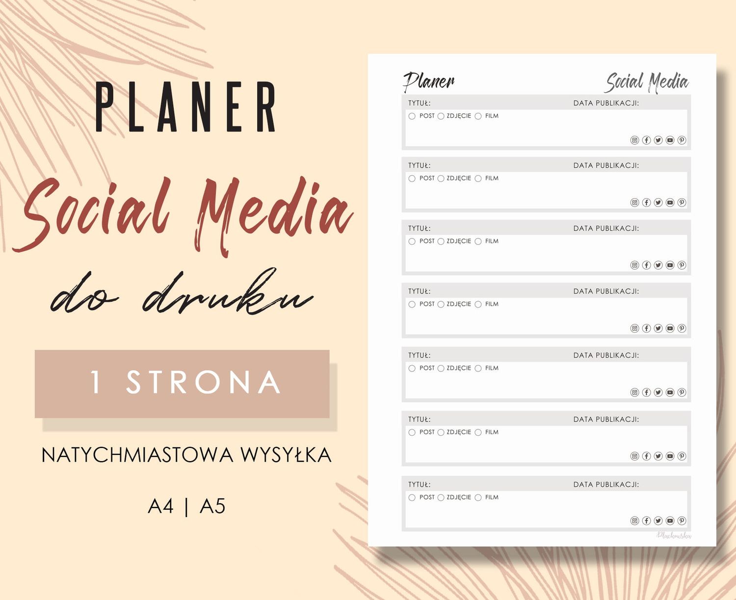 Planer social media do druku Wzór 01