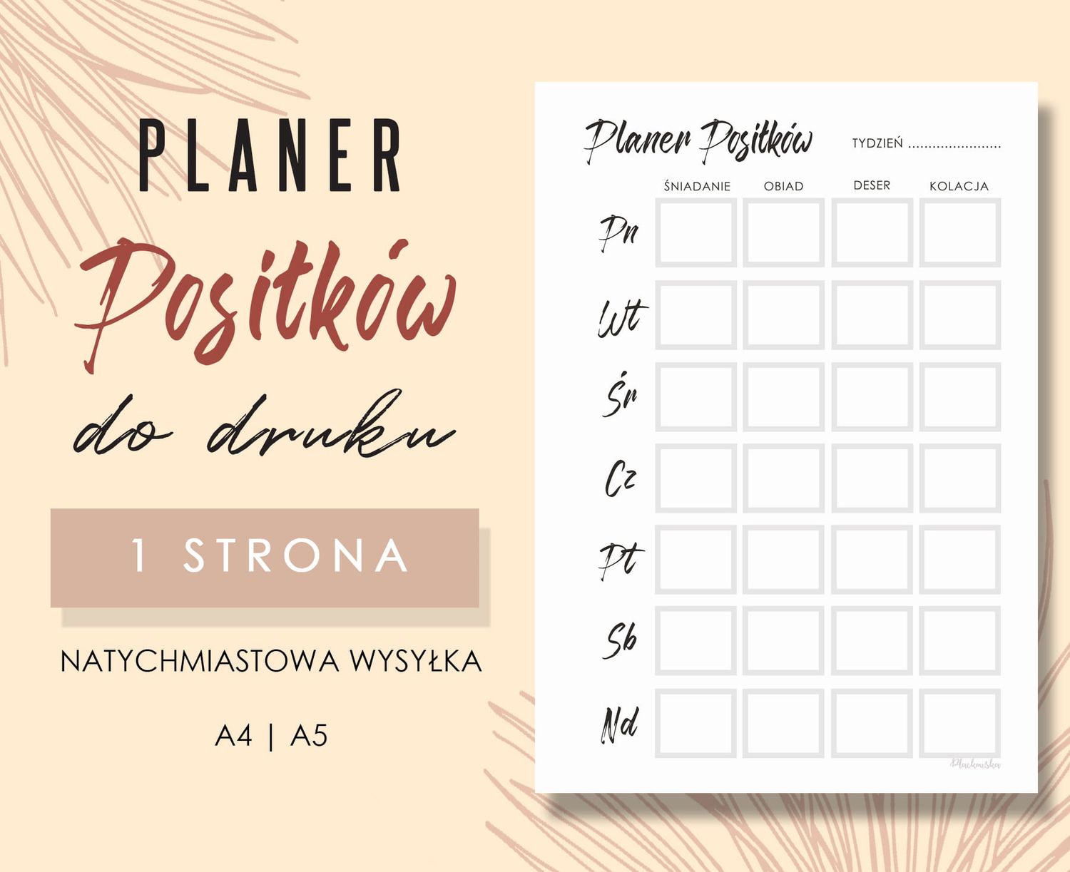 Planer posiłków do druku Wzór 01