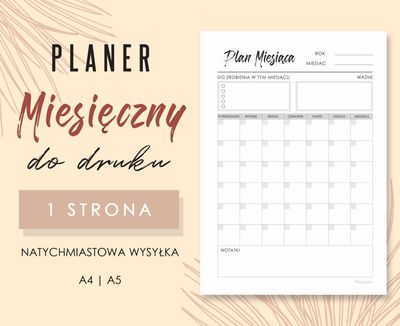 Planer miesięczny do druku Wzór 01