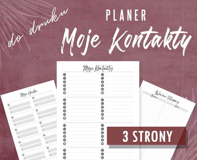Planer Moje Kontakty - Adresy - Telefony do druku
