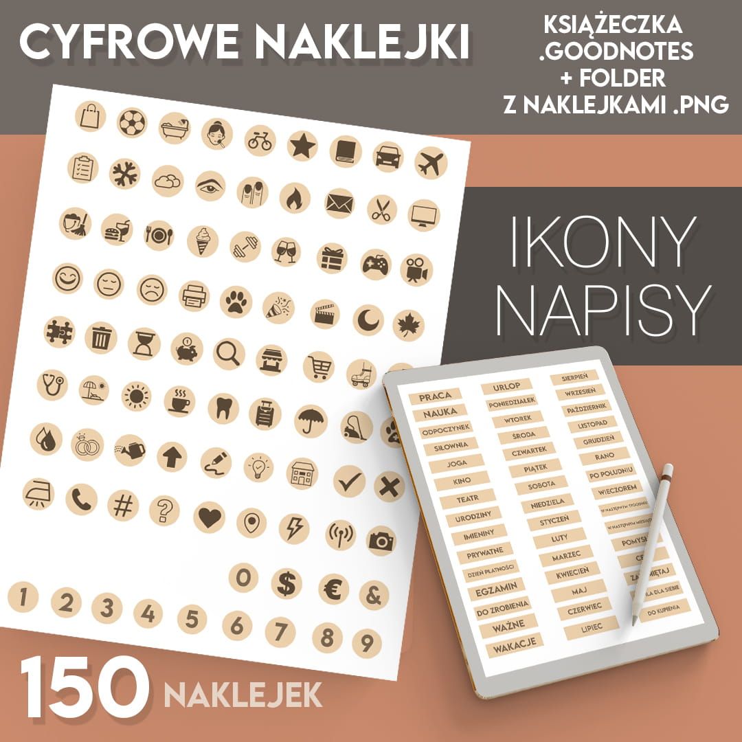 Naklejki cyfrowe IKONY i NAPISY