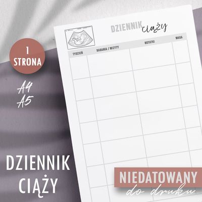 Dziennik ciąży do druku
