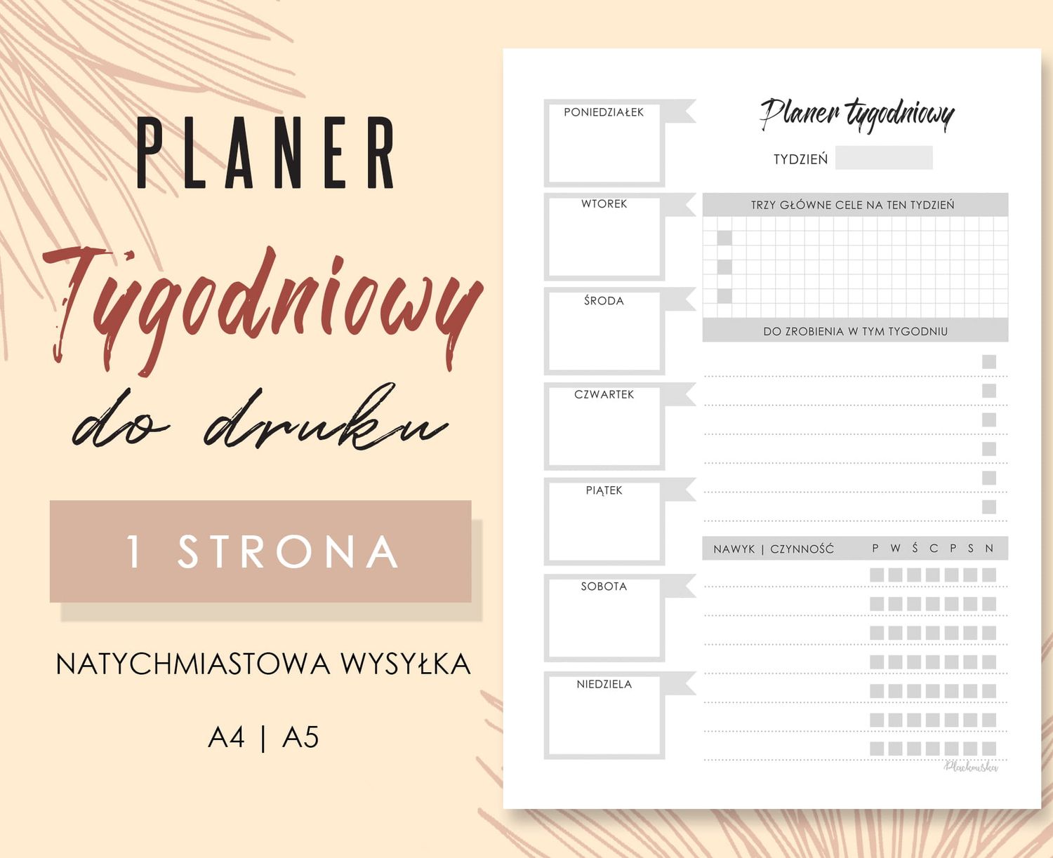 Planer tygodniowy do druku