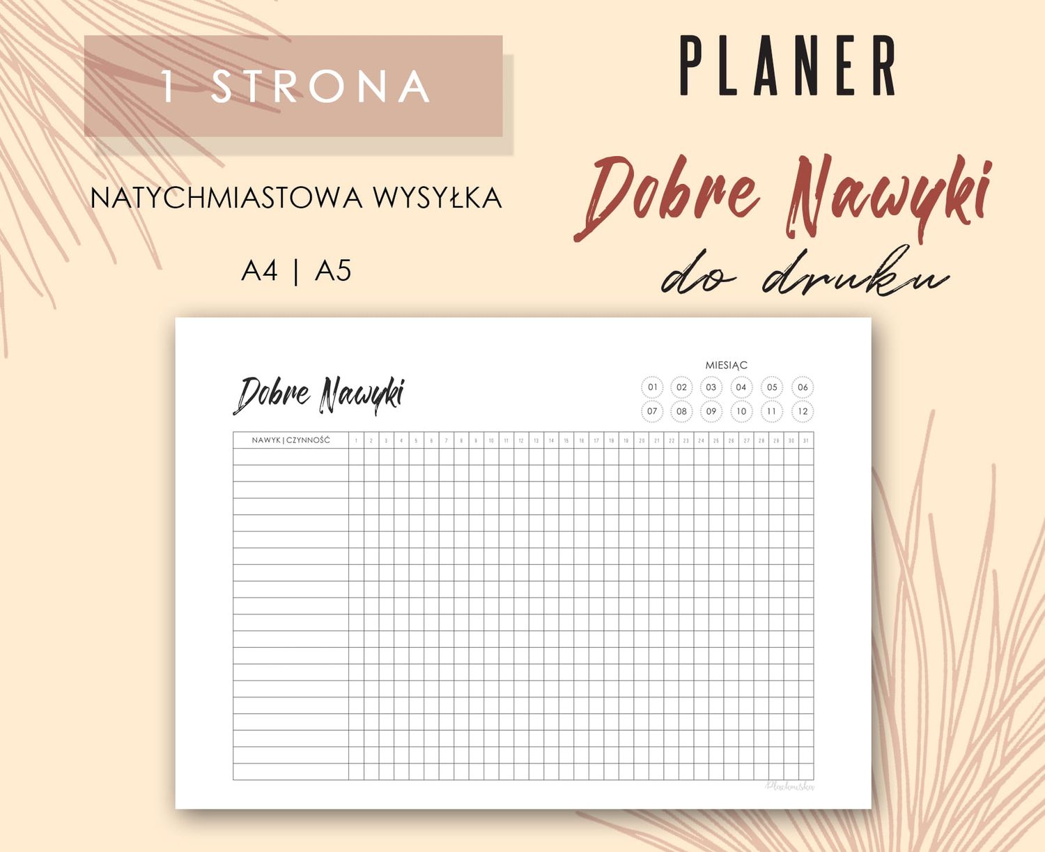 Tracker dobrych nawyków do druku Wzór 02