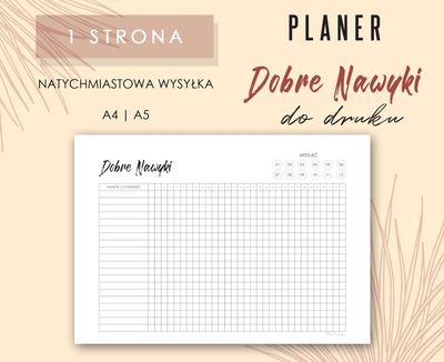 Tracker dobrych nawyków do druku Wzór 02