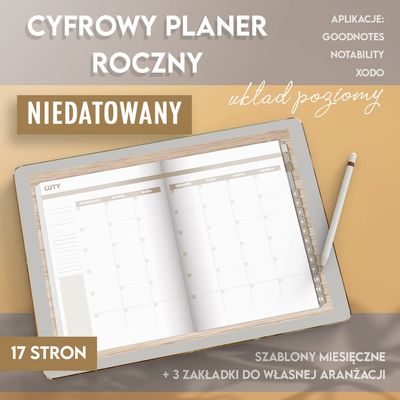MINI Cyfrowy niedatowany planer roczny POZIOMY