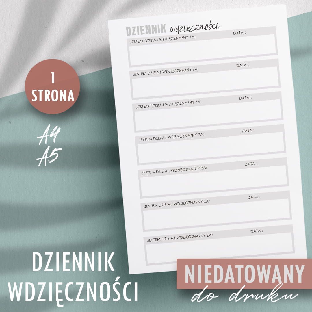 Dziennik wdzięczności - planer do druku Wzór 01