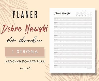 Tracker dobrych nawyków do druku Wzór 01