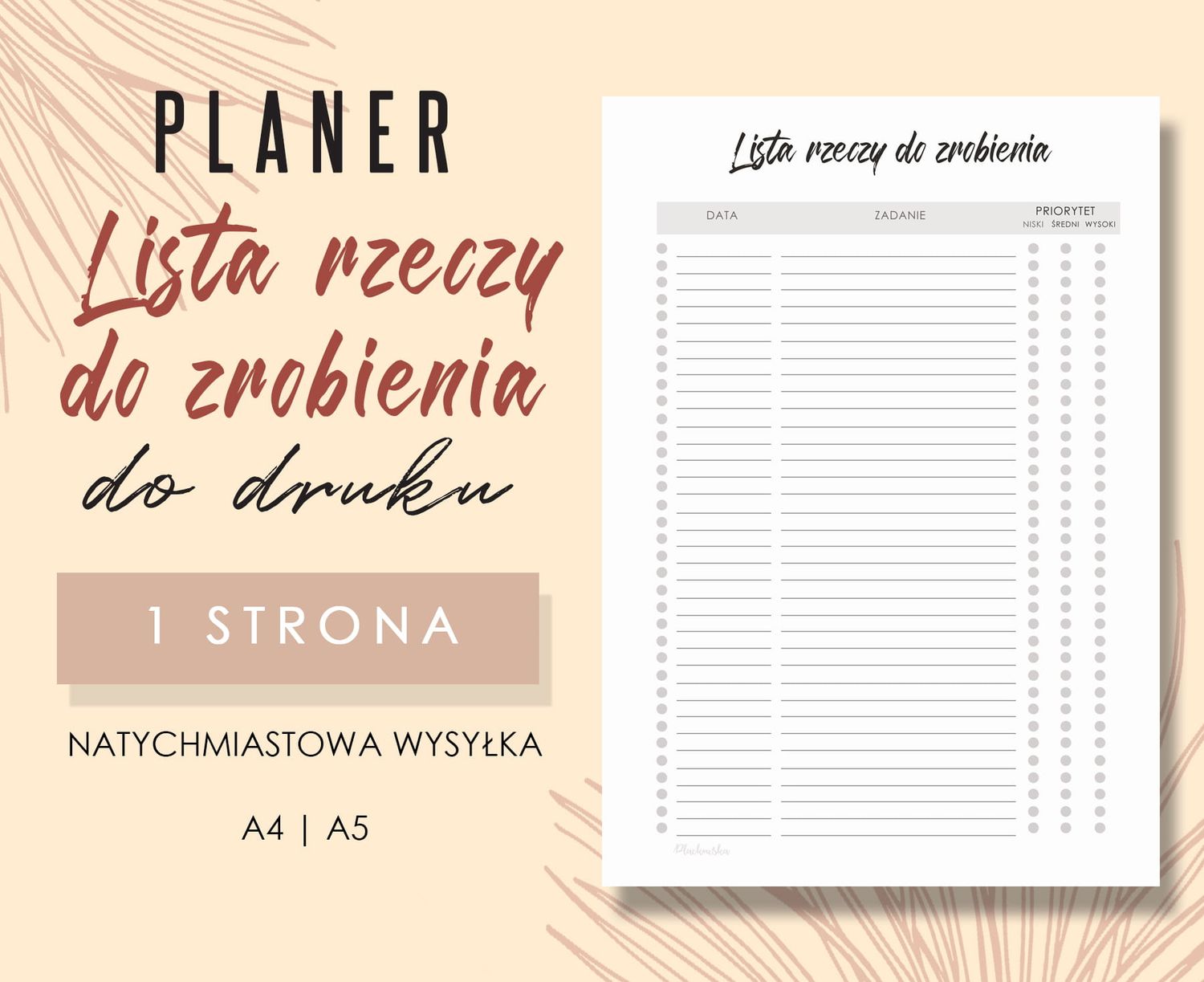 Lista rzeczy do zrobienia do druku Wzór 01