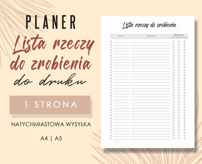 Lista rzeczy do zrobienia do druku Wzór 01