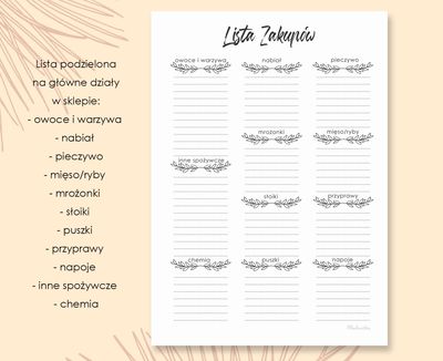 Lista zakupów do druku Wzór 01