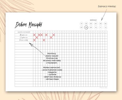Tracker dobrych nawyków do druku Wzór 02