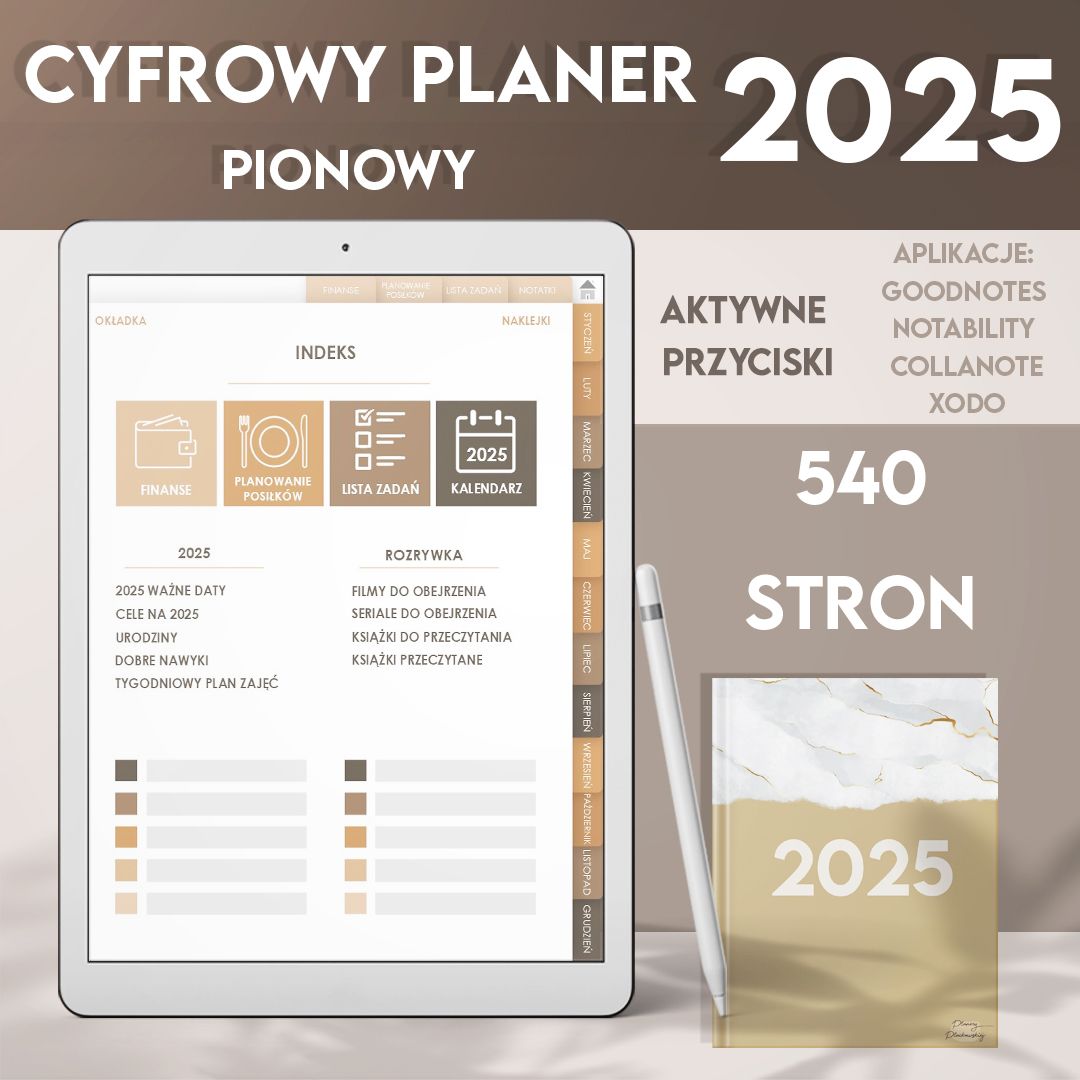 PLANER Cyfrowy 2025 Pionowy - 540 stron