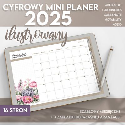 Cyfrowy Ilustrowany Planer miesięczny 2025 - 16 stron