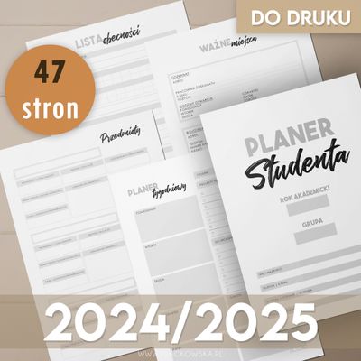PLANER STUDENTA do druku - Rok akademicki 2024/2025