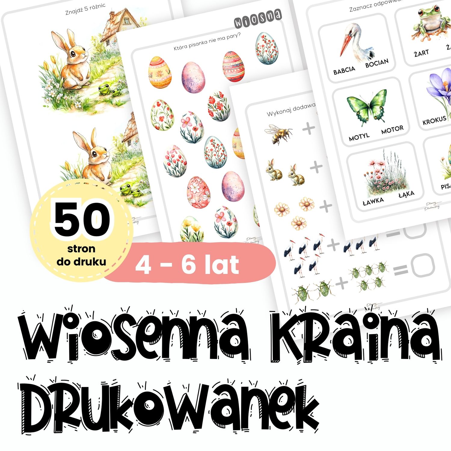 Wiosenna Kraina Drukowanek - 50 szablonów do druku dla dzieci