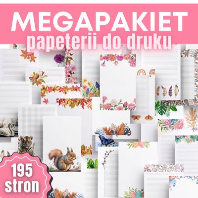 MEGAPAKIET Papeterii do druku - 195 stron