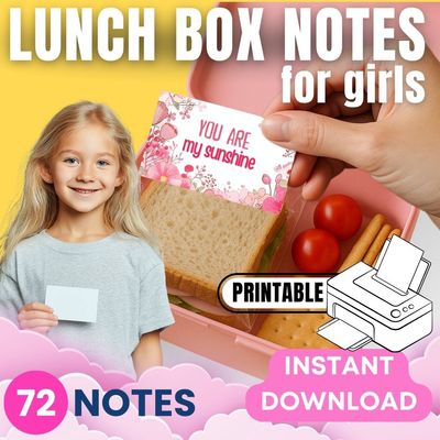 LUNCH BOX NOTES - PRINTABLE - for Girls - ENGLISH VERSION