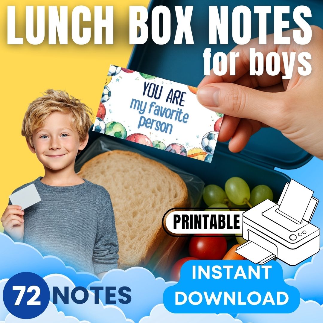 LUNCH BOX NOTES - PRINTABLE - for Boys - ENGLISH VERSION