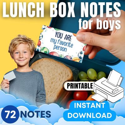LUNCH BOX NOTES - PRINTABLE - for Boys - ENGLISH VERSION