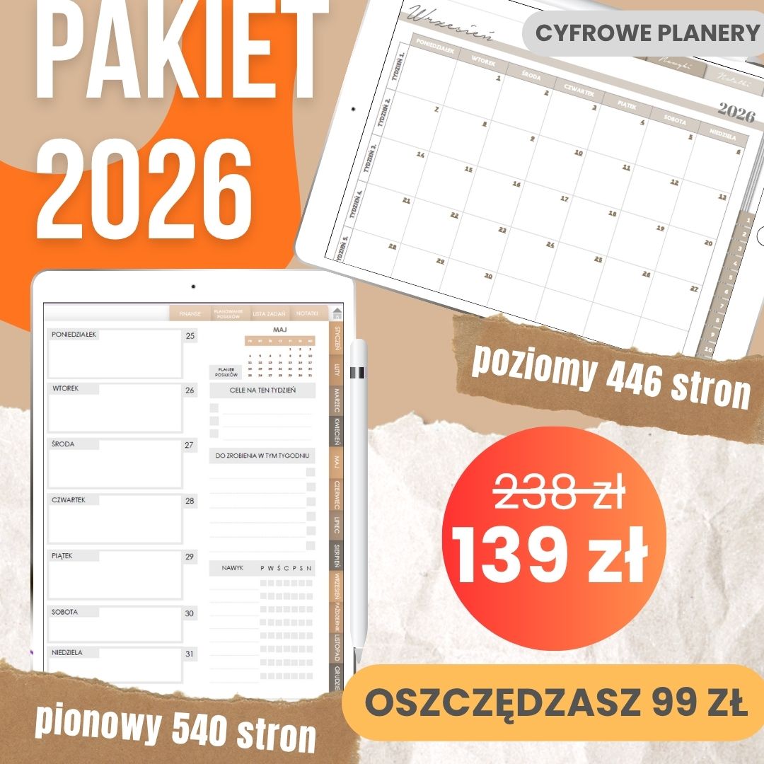 Pakiet Cyfrowych Planerów 2026 — Pionowy + Poziomy