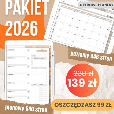 Pakiet Cyfrowych Planerów 2026 — Pionowy + Poziomy