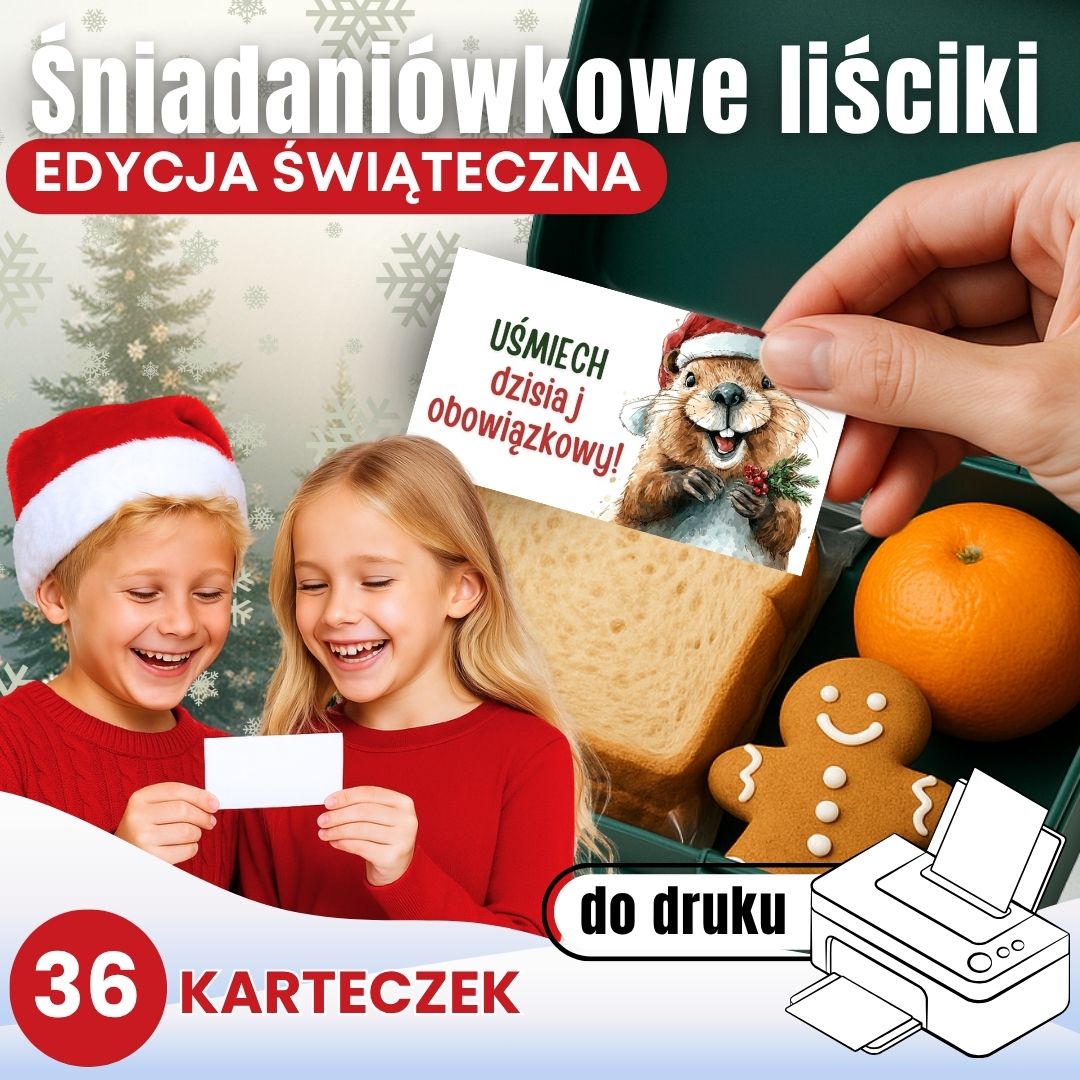 Śniadaniówkowe liściki DO DRUKU - edycja świąteczna