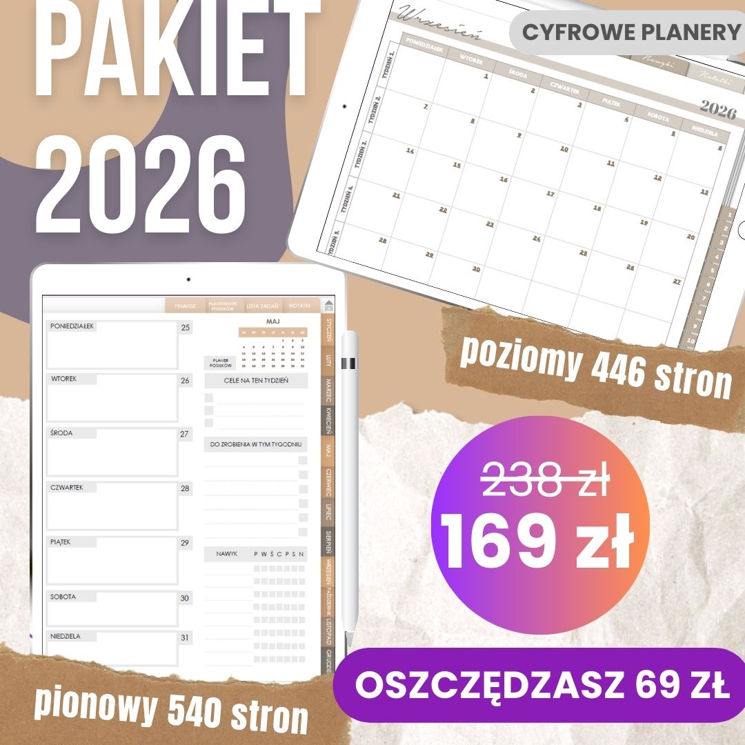 Pakiet Cyfrowych Planerów 2026 — Pionowy + Poziomy