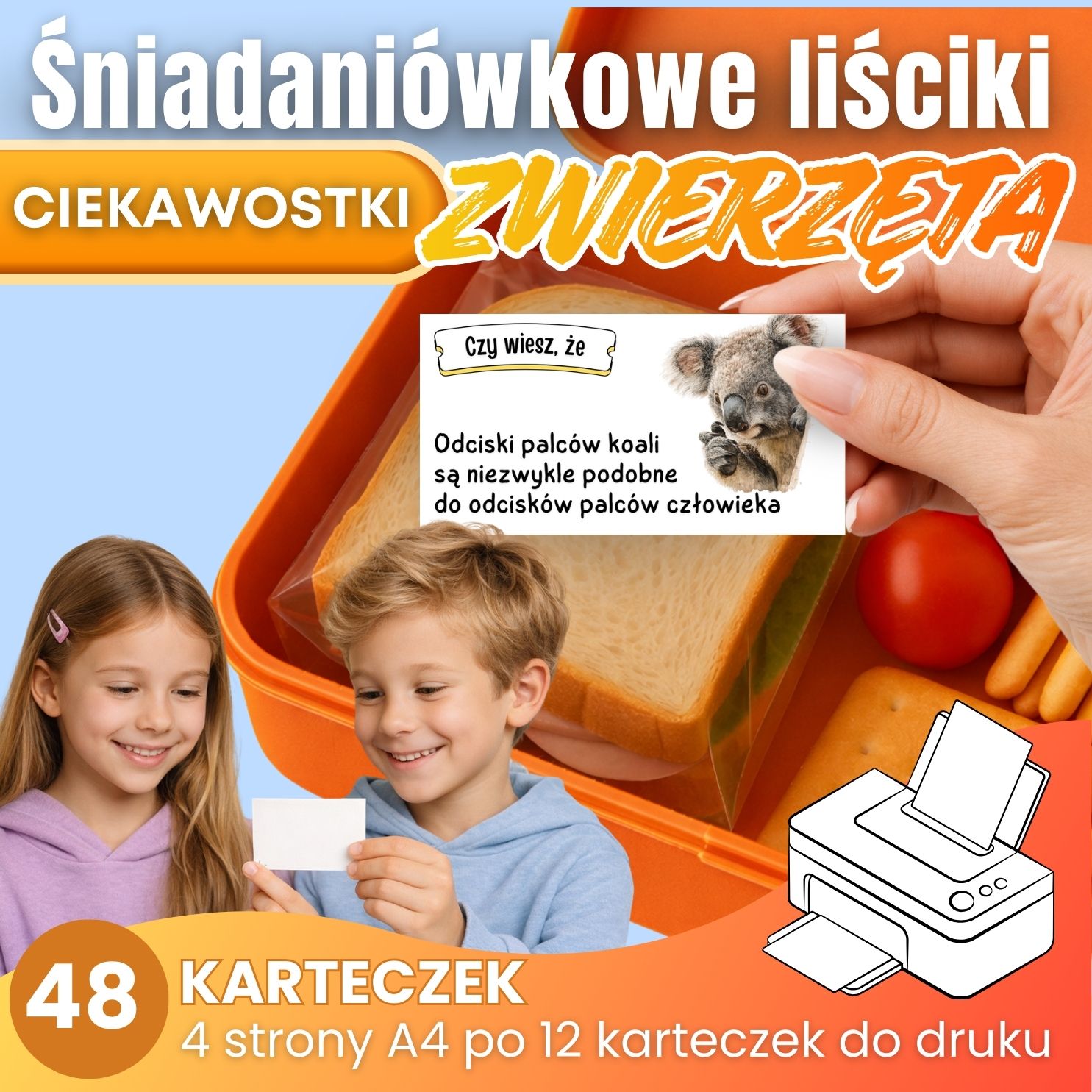 Śniadaniówkowe liściki DO DRUKU - Ciekawostki - Zwierzęta