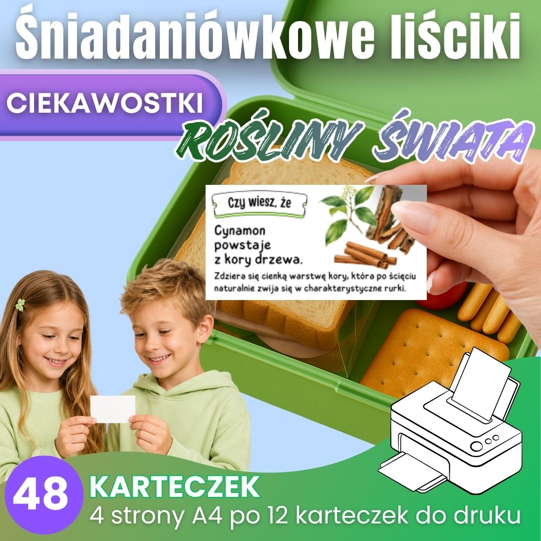 Śniadaniówkowe liściki DO DRUKU - Ciekawostki - ROŚLINY ŚWIATA