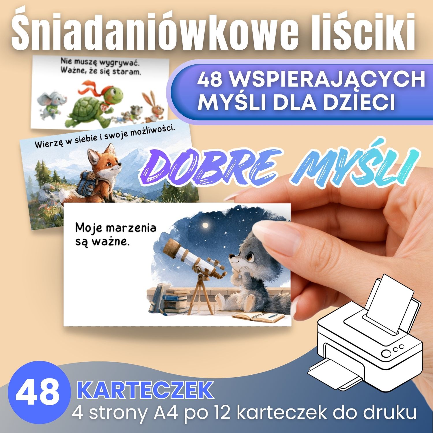 Śniadaniówkowe liściki DO DRUKU - Dobre Myśli