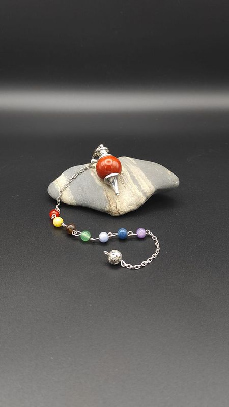 Péndulo de Jaspe Rojo con 7 Chakras