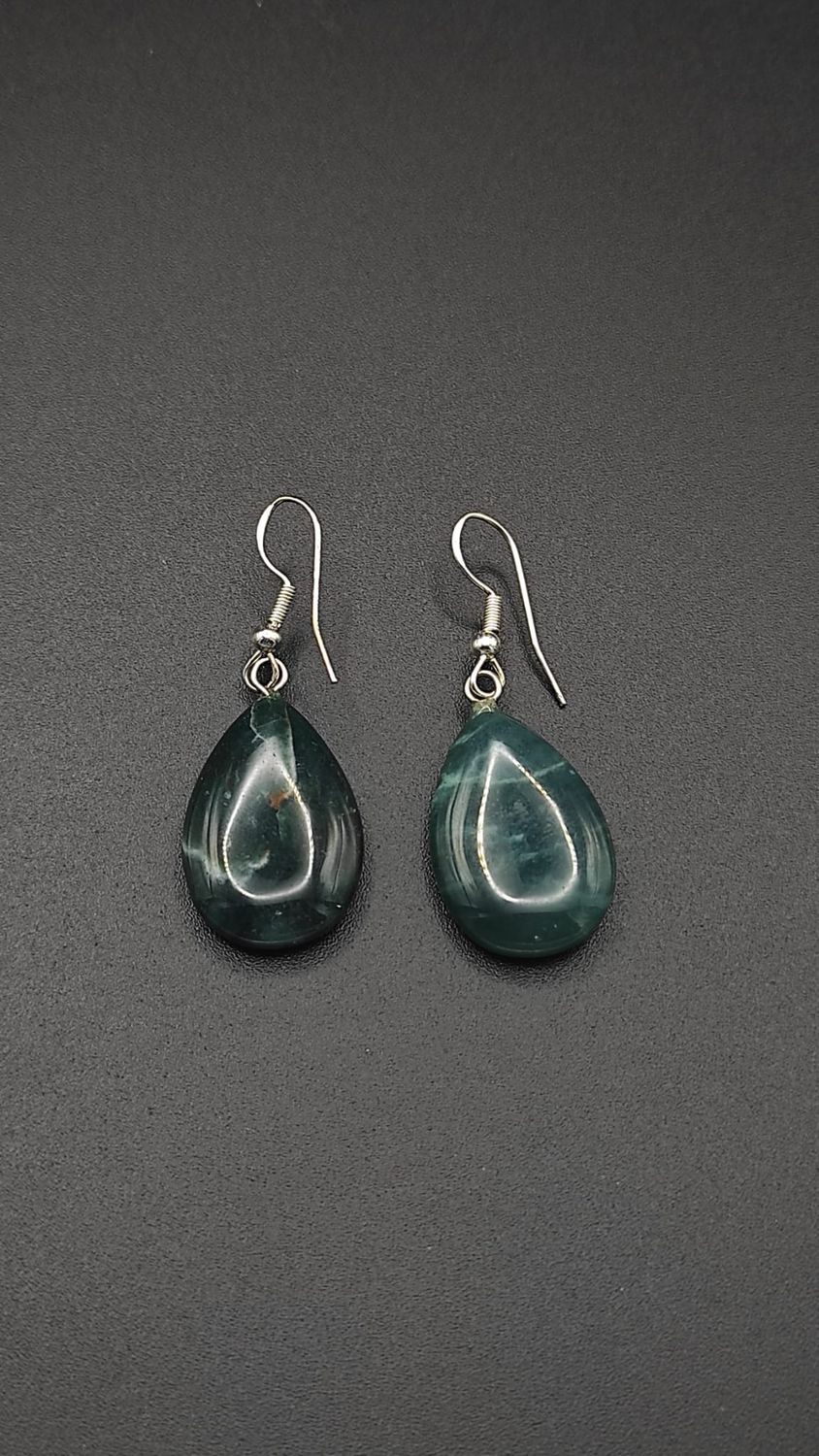 Pendientes de Plata y Gotas de Jaspe Verde