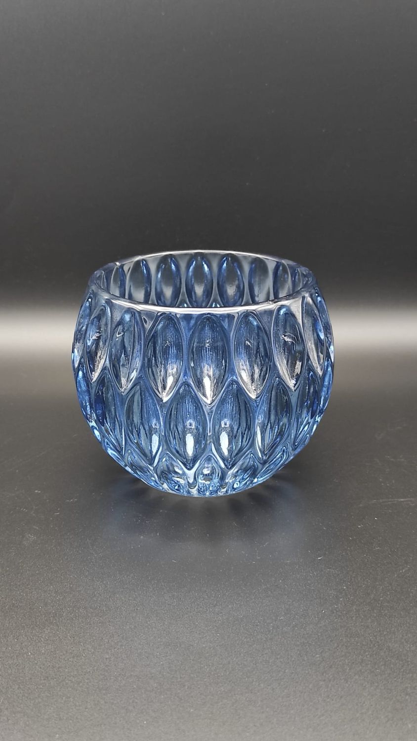 Portavelas de Cristal Azul