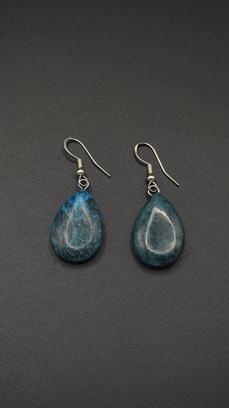 Pendientes de Plata y Gotas de Onix Azul