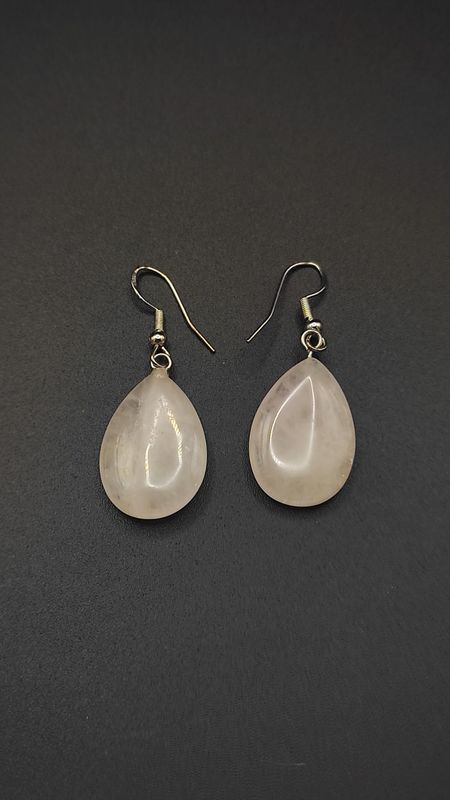 Pendientes de Plata y Gotas de Cuarzo Rosa