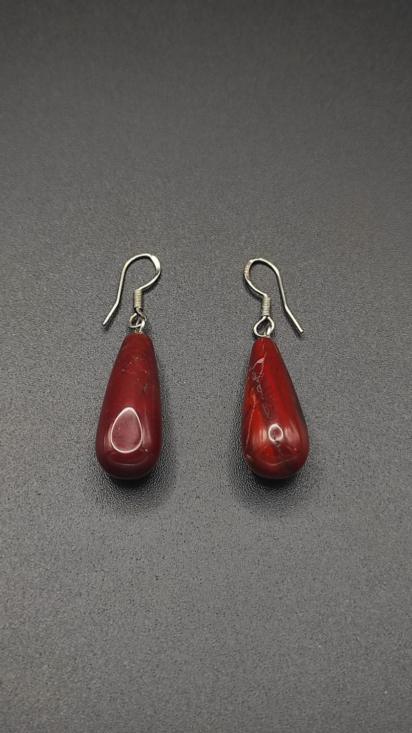 Pendientes de Plata y Lágrimas de Jaspe Rojo