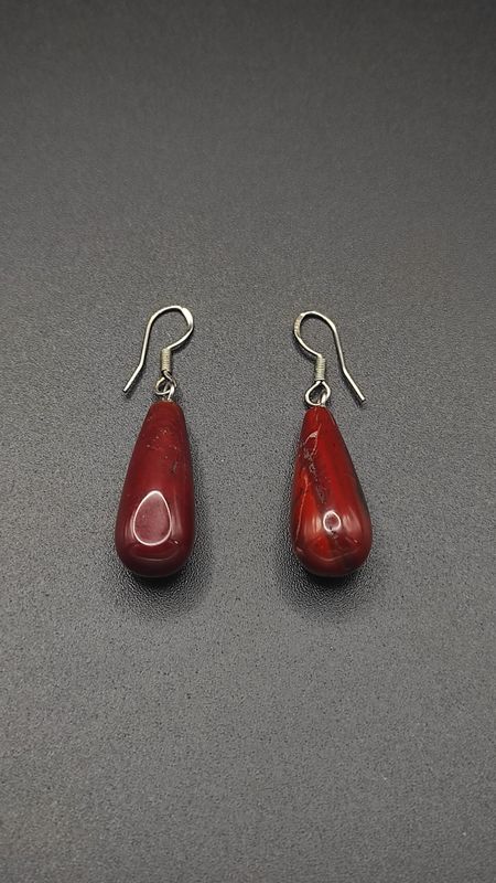Pendientes de Plata y Lágrimas de Jaspe Rojo