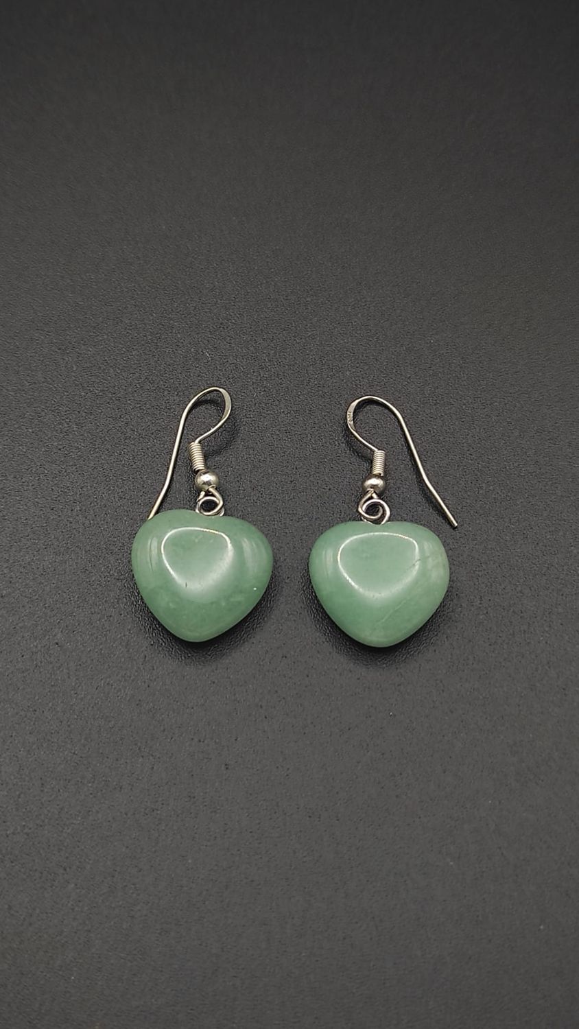Pendientes de Plata y Corazones de Aventurina Verde