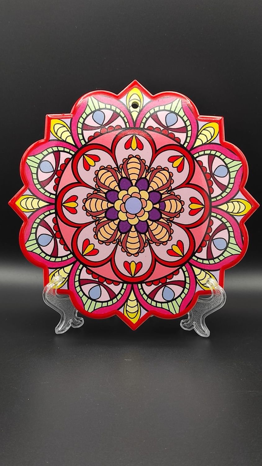 Plato de Mandala Rosa