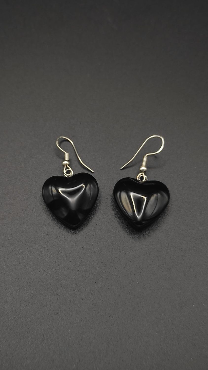 Pendientes de Plata y Corazones de Onix Negro