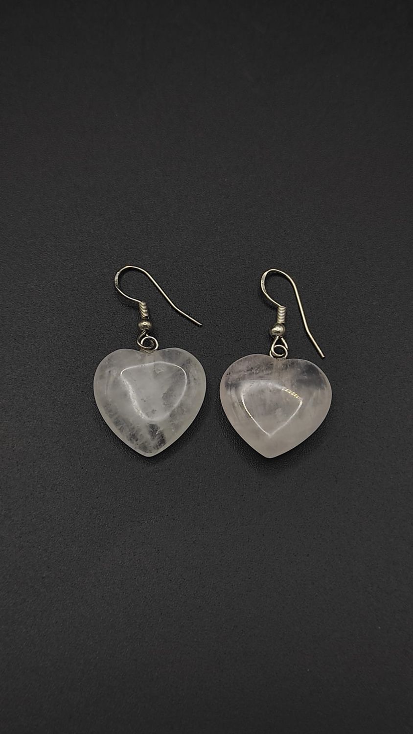 Pendientes de Plata y Corazones de Cuarzo Blanco