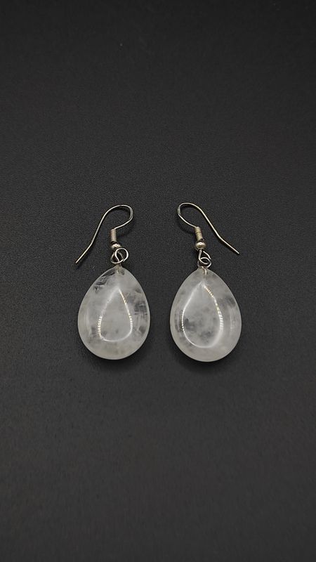 Pendientes de Plata y Gotas de Cuarzo Blanco