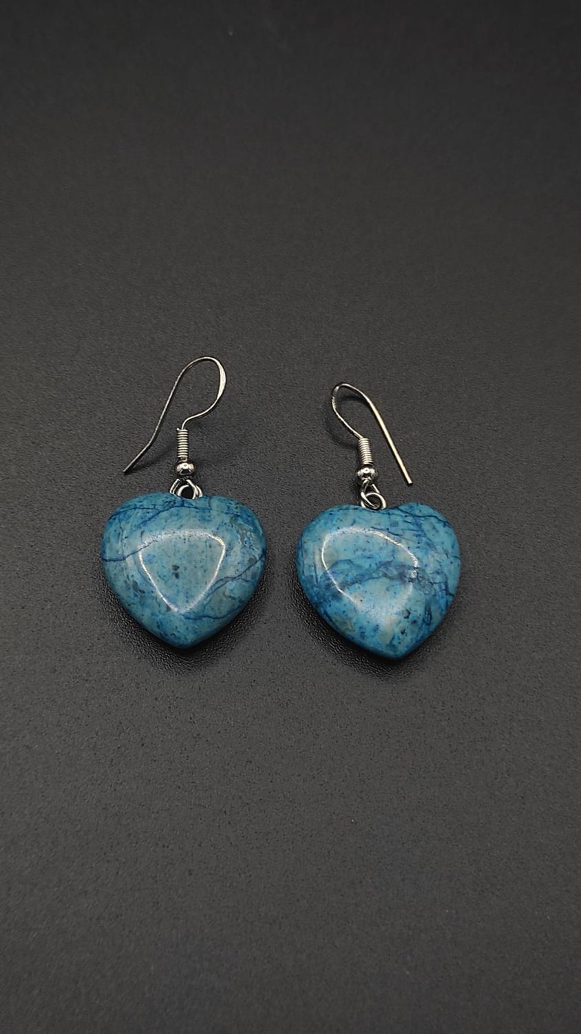 Pendientes de Plata y Corazones de Onix Azul