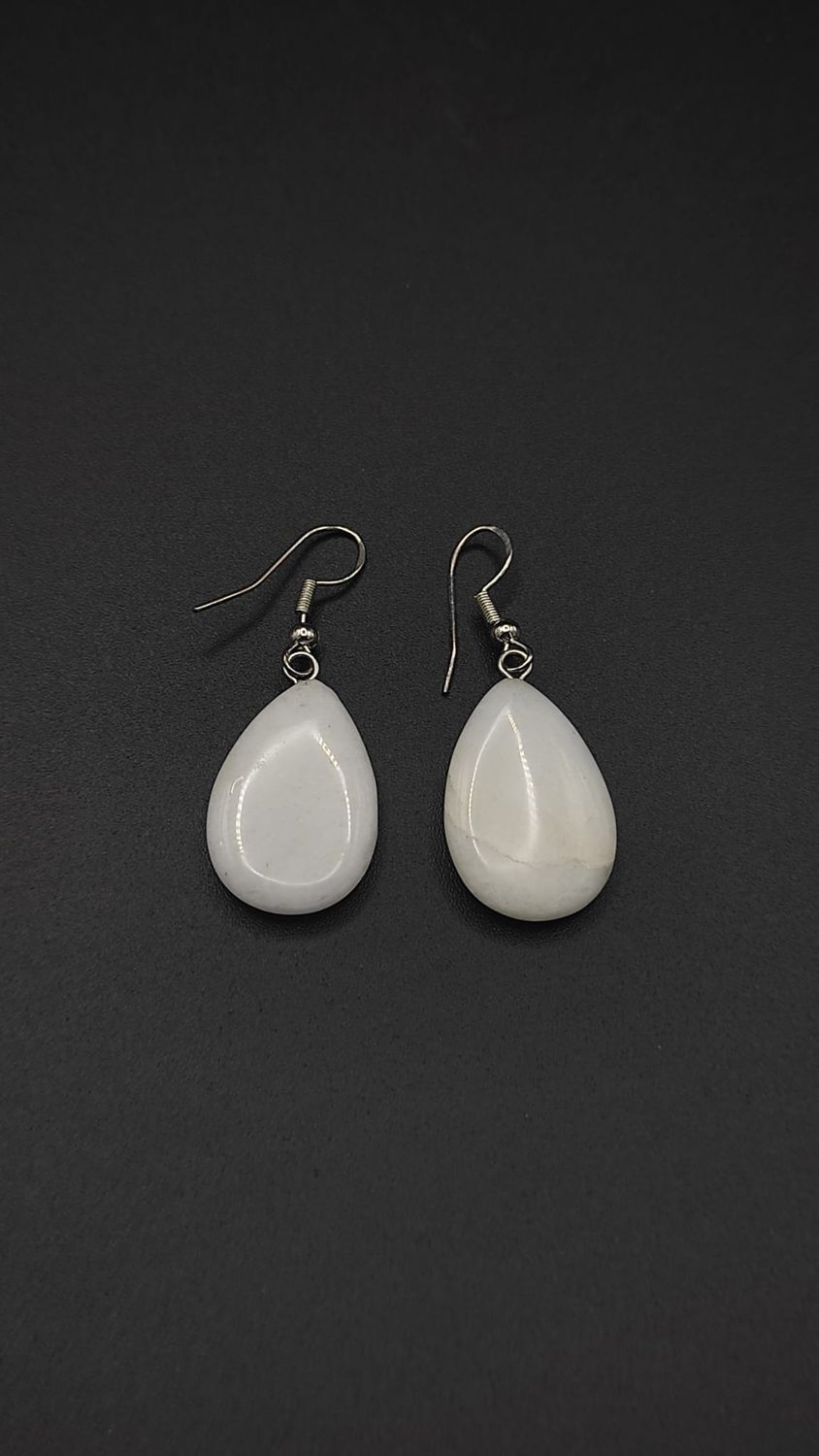 Pendientes de Plata y Gotas de Jade Blanco