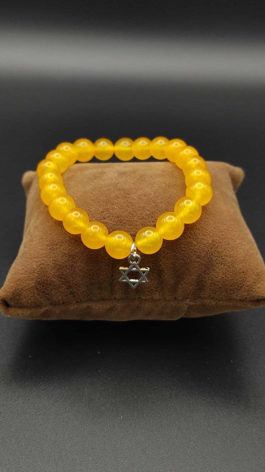 Pulsera de Ágata Amarilla con Estrella de David