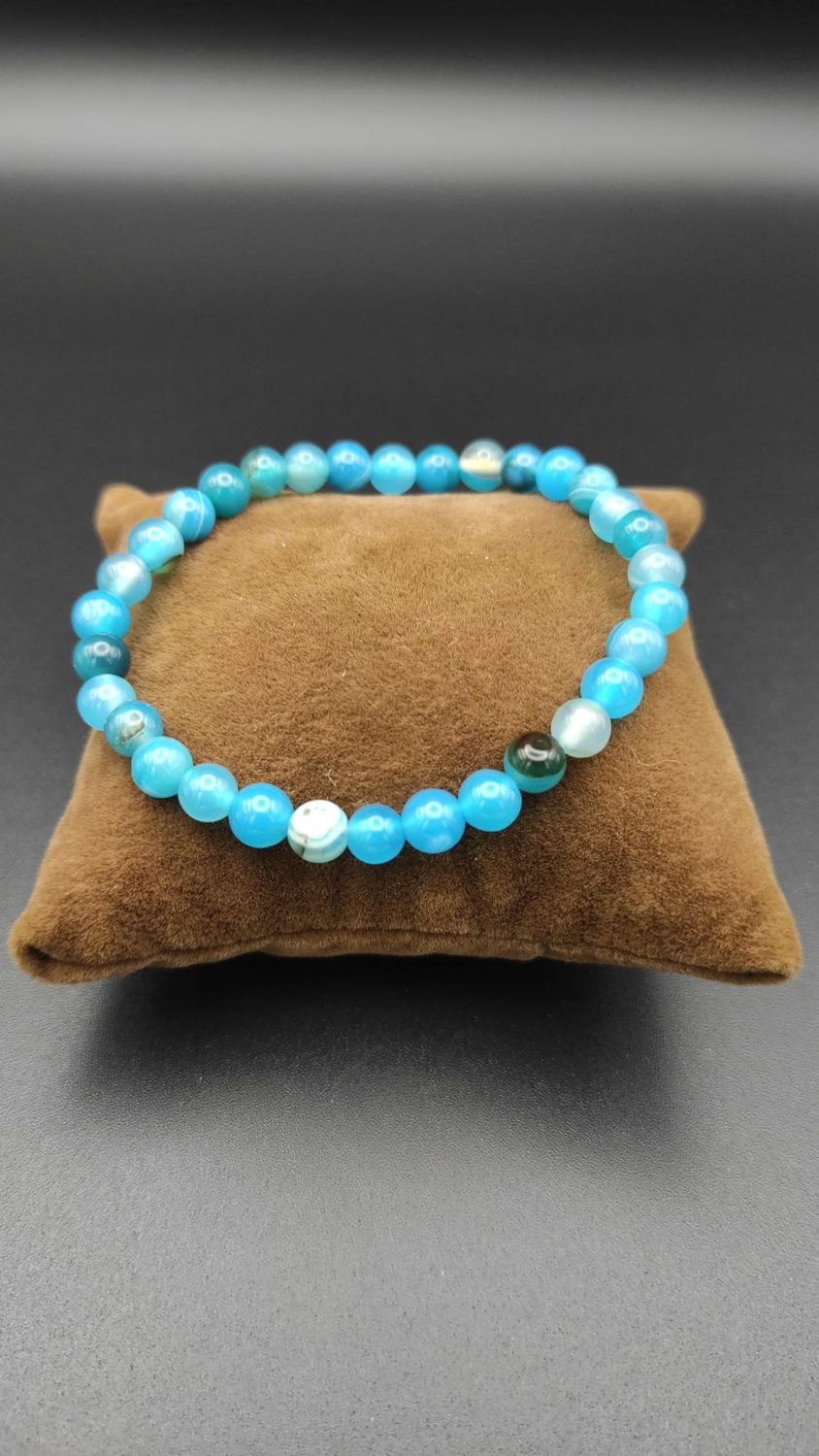 Pulsera de Ágata Celeste (6mm)