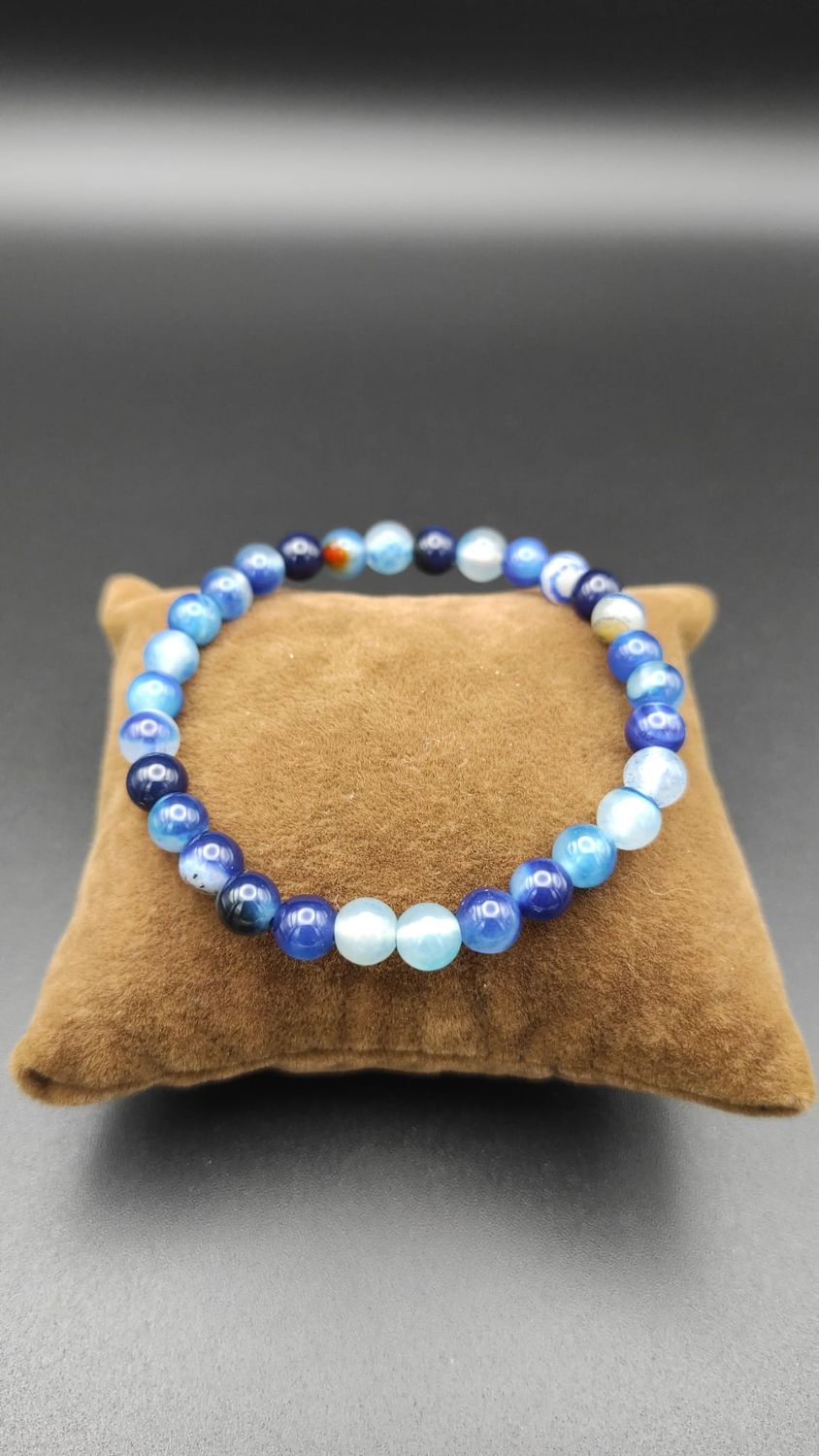 Pulsera de Ágata Azul (6mm)